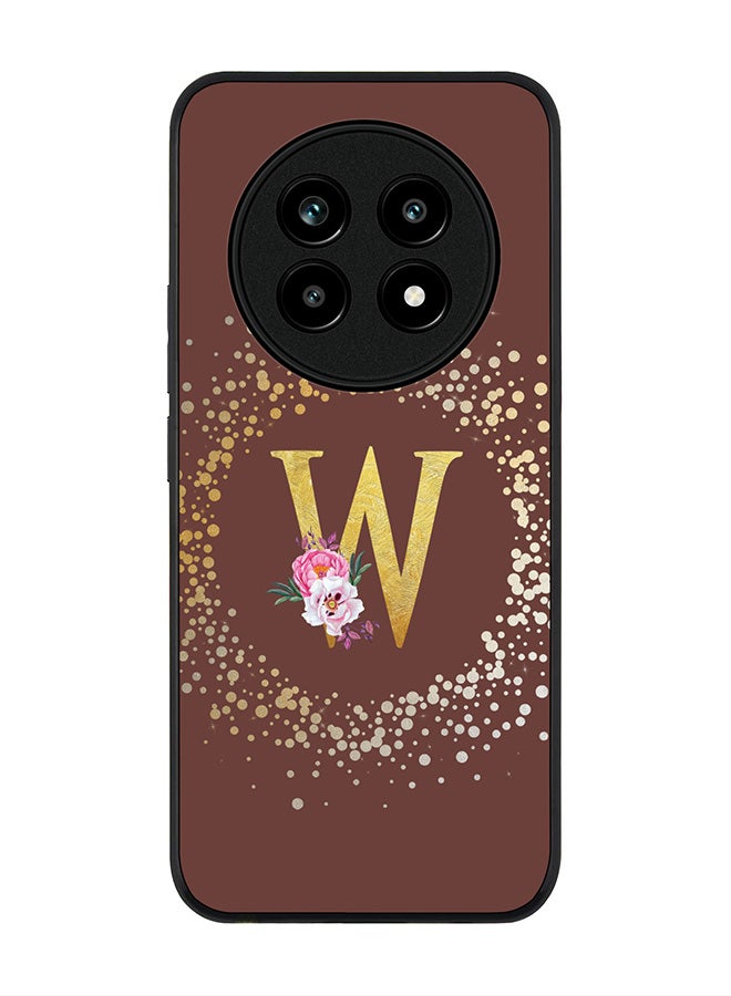 For Realme 13 Pro / 13 Pro+ Case,Slim fit Camera Protection, Shockproof Thin Phone cover  - Custom Monogram Floral - W  (Brown )